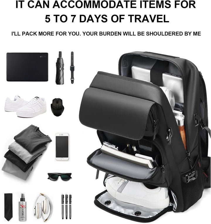 50L Vanntett reise ryggsekk med skomerke og USB-port | Luvikno