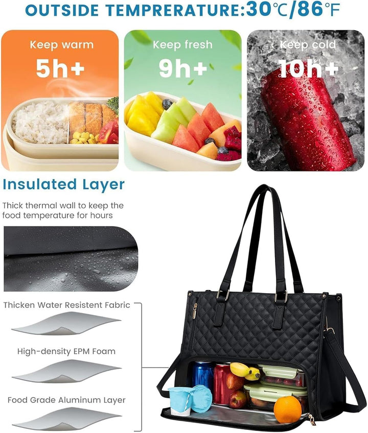 2-i-1 Isolert Lunsj- og Laptop Tote for Arbeid og Reise | Luvikno