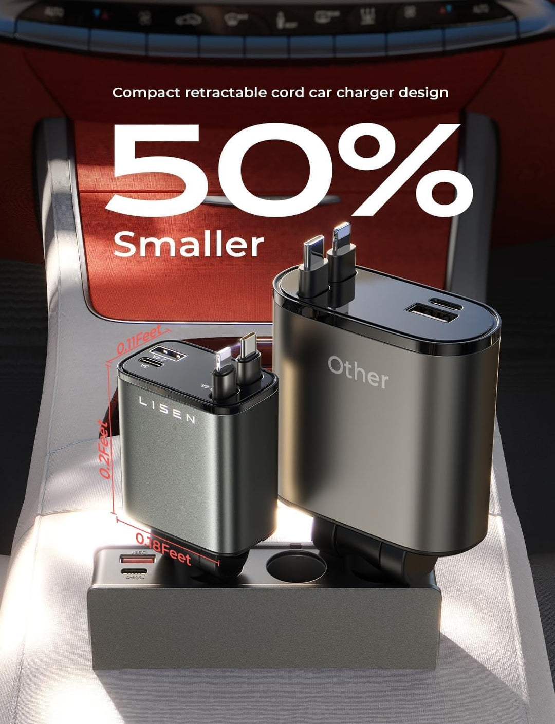 Luvikno | Sammenleggbart Bil-lader 69W USB C