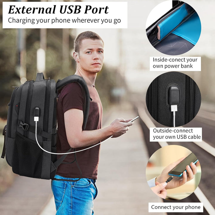 Vanntett reise laptop ryggsekk med USB-port og organisert lagring | Luvikno