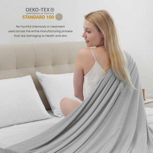 Kjøleteppe – Q-Max>0.5, Lett Bambusfiber, Pustende & Myk, All-Season Kjølig Komfort | Luvikno