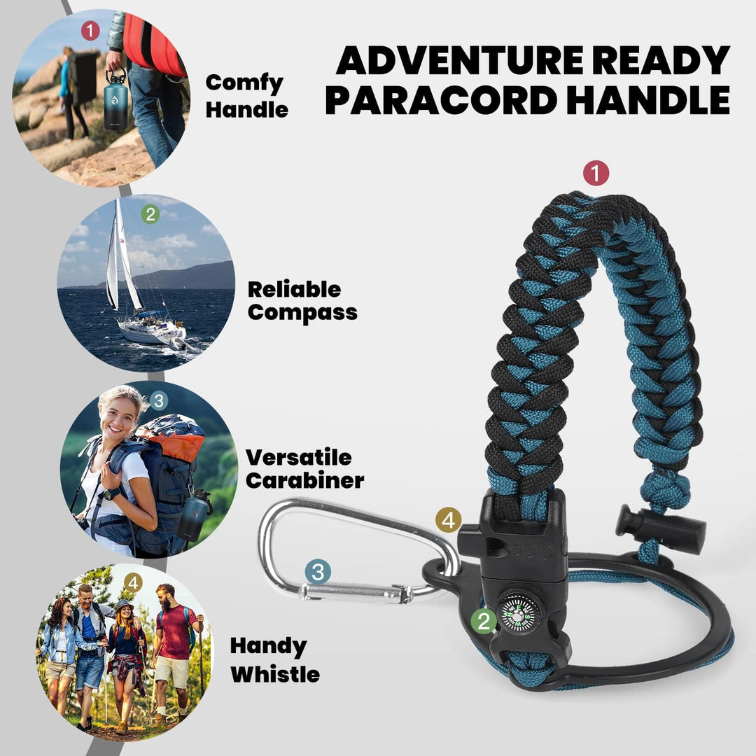 HydraPure – Bærekraftig Vannflaske med Paracord Håndtak Luvikno