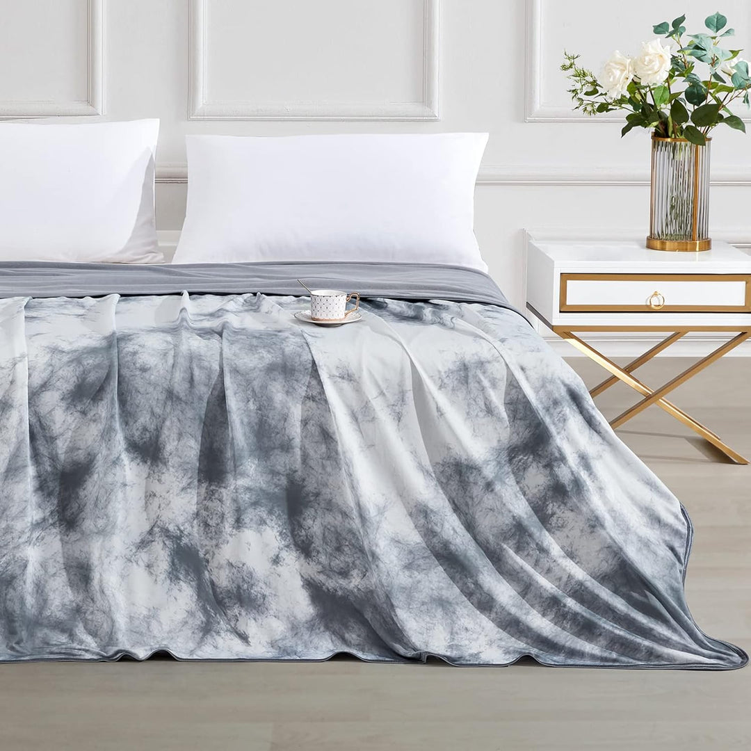 Tie-Dye Kjøleteppe – Q-Max > 0.5, Dobbeltsidig & Stilig Farge Grå | Luvikno