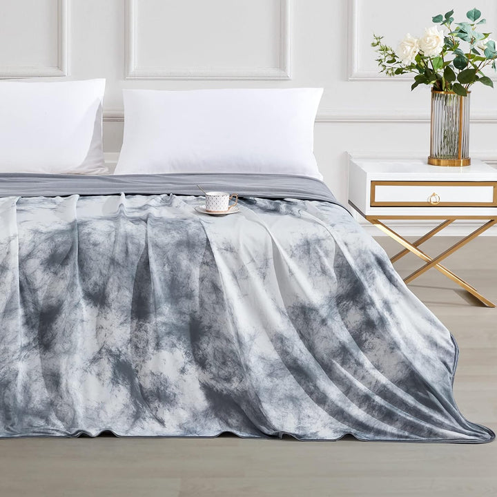 Tie-Dye Kjøleteppe – Q-Max > 0.5, Dobbeltsidig & Stilig Farge Grå | Luvikno