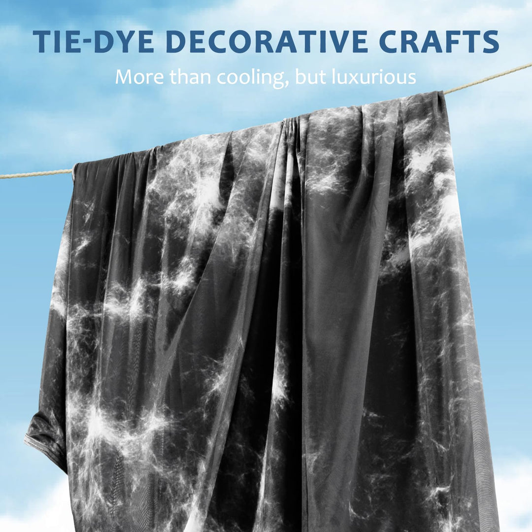 Tie Dye Kjøleteppe – Q-Max 0.5+ Dobbel-Lags Dobbelt-Sidig Kald Berøring Teppe for Komfortable Sommernetter-Grå | Luvikno