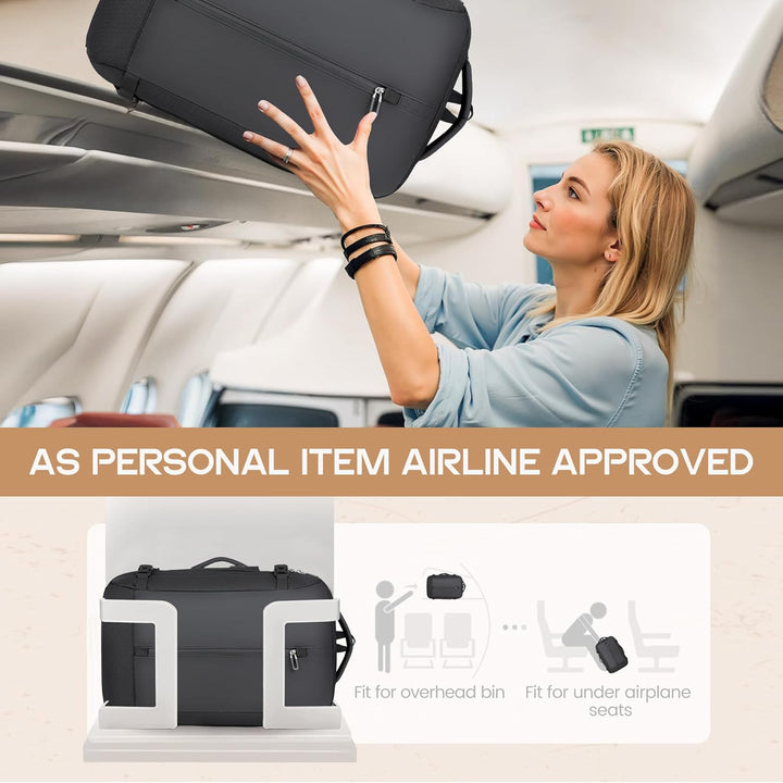 40L Utvidbar Vanntett Reiseryggsekk med USB-port og 17” Laptop-futteral – AirVoyage | Luvikno
