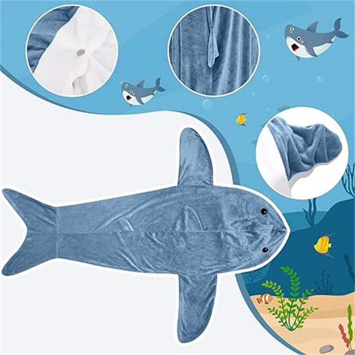 Plush Shark Blanket Hoodie – Behagelig Bærbar Teppe | Luvikno