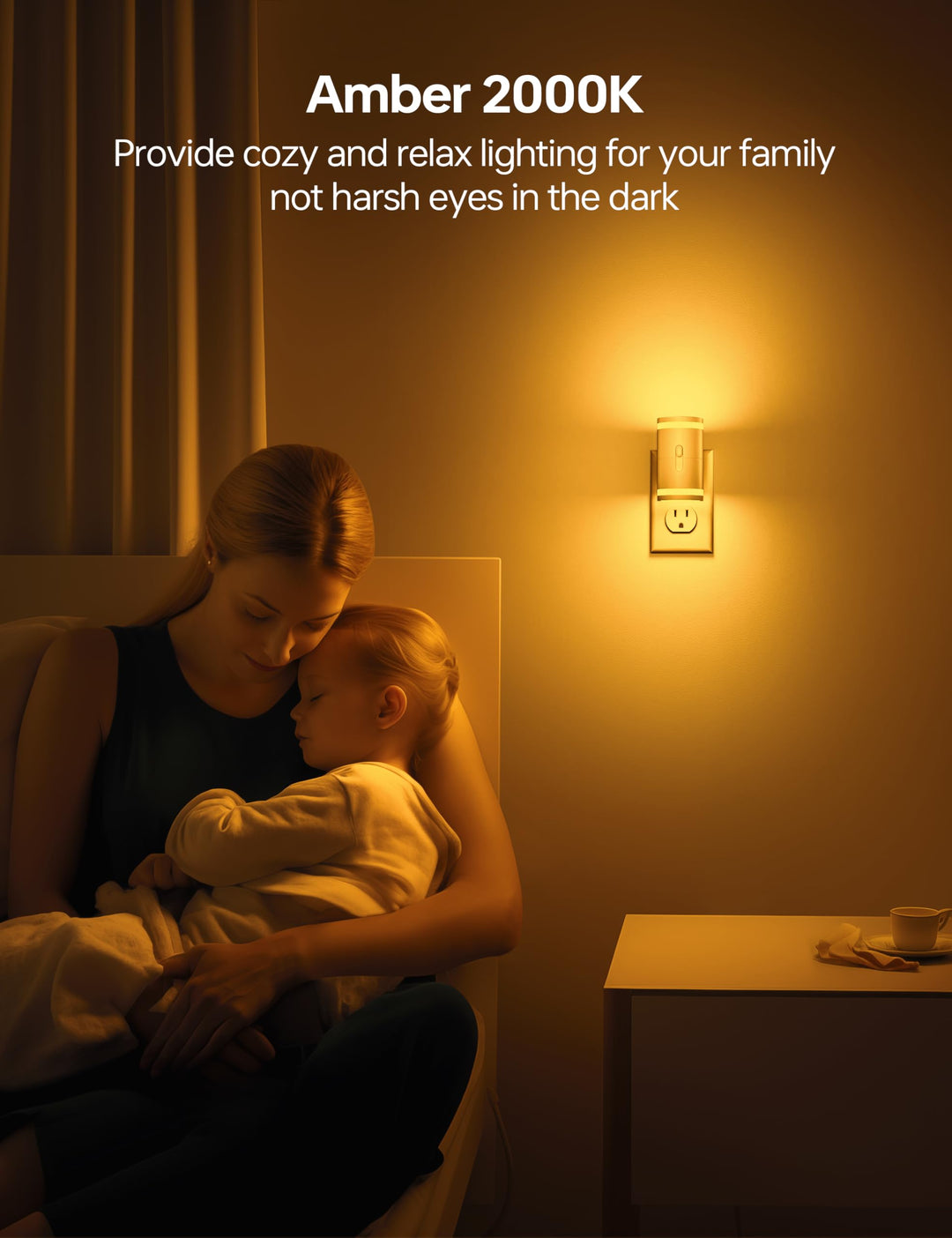 Luvikno | Kindeep Amber Nattlys Med Dusk Til Dawn Sensor, Dimmbar 5-120Lm, 2 Pakke For Soverom &