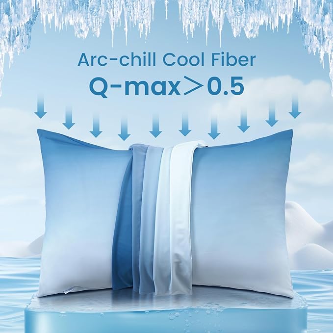 2 Pak Blå Kjølepillowcases – Pustende, Myke, Hud- og Hårbeskyttende | Luvikno