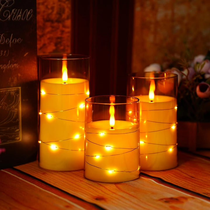 Stearinlyssett med realistisk LED-flamme Luvikno