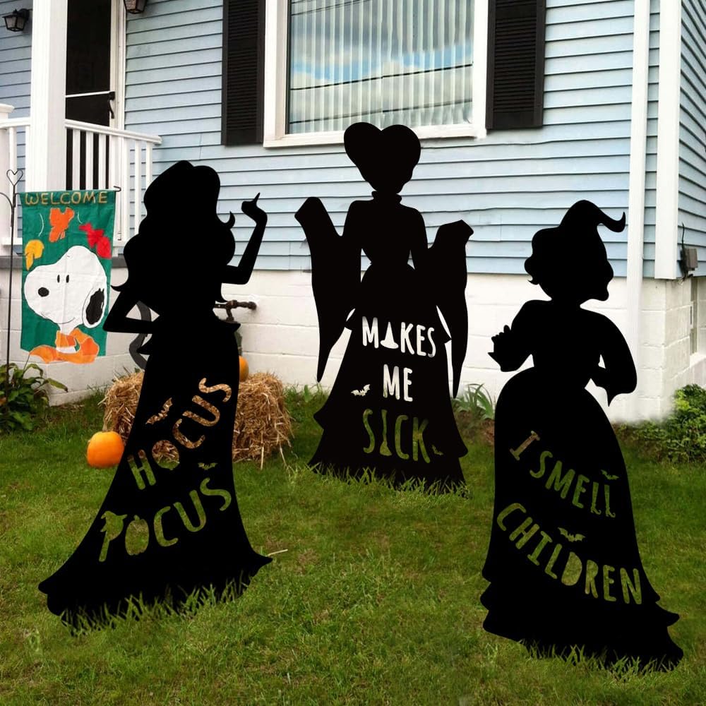 Hocus Pocus Heksesøstre Halloween Hagedekorasjon (3-PCS) Luvikno