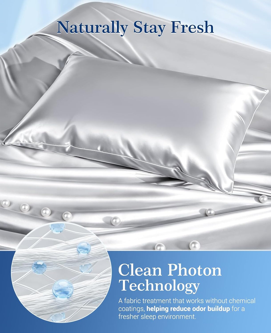 Kjølepillowcases Q-max>0.5, 2-Pack, Myk & Hårvennlig - Sølvgrå | Luvikno