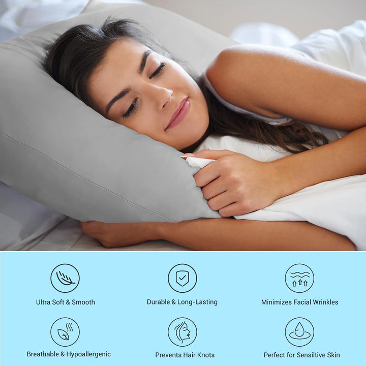 2-Pack Kjølepillowcases – Q-Max >0.5 , Anti-Statisk, Skult Glidelås,, Farge Grå | Luvikno