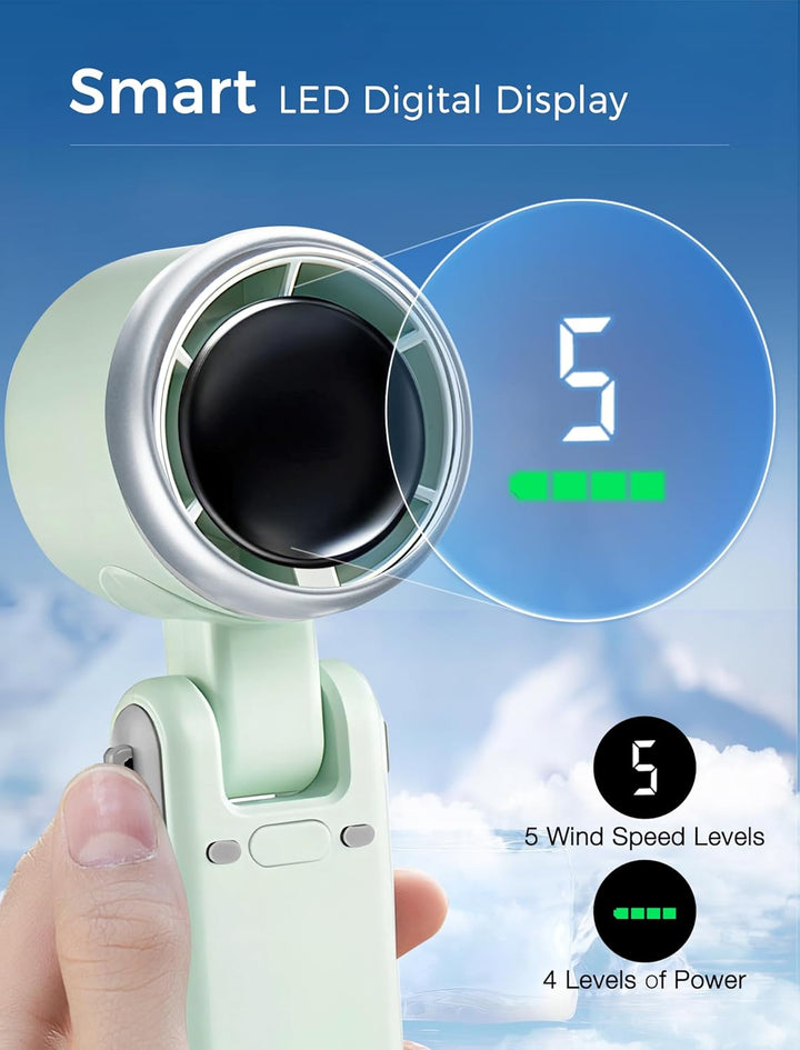 3-i-1 Mini Håndholdt Turbo Vifte – Skrivebord, Nakke & Bærbar Kjølevifte (Oppladbar) | Luvikno