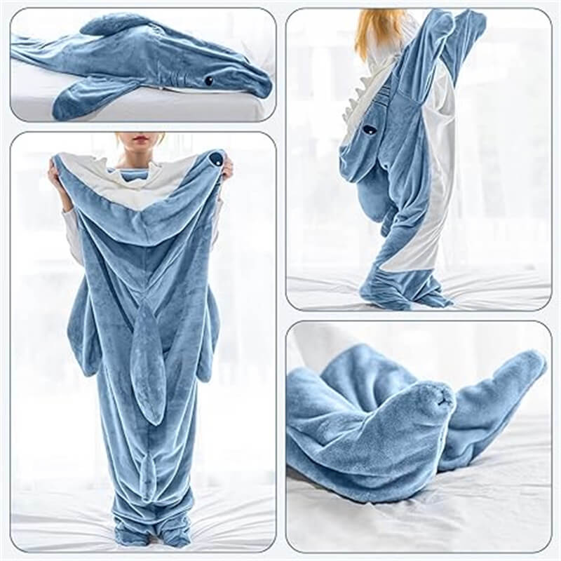 Plush Shark Blanket Hoodie – Behagelig Bærbar Teppe | Luvikno