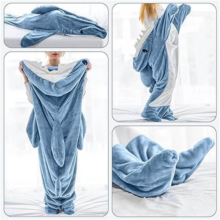 Plush Shark Blanket Hoodie – Behagelig Bærbar Teppe | Luvikno