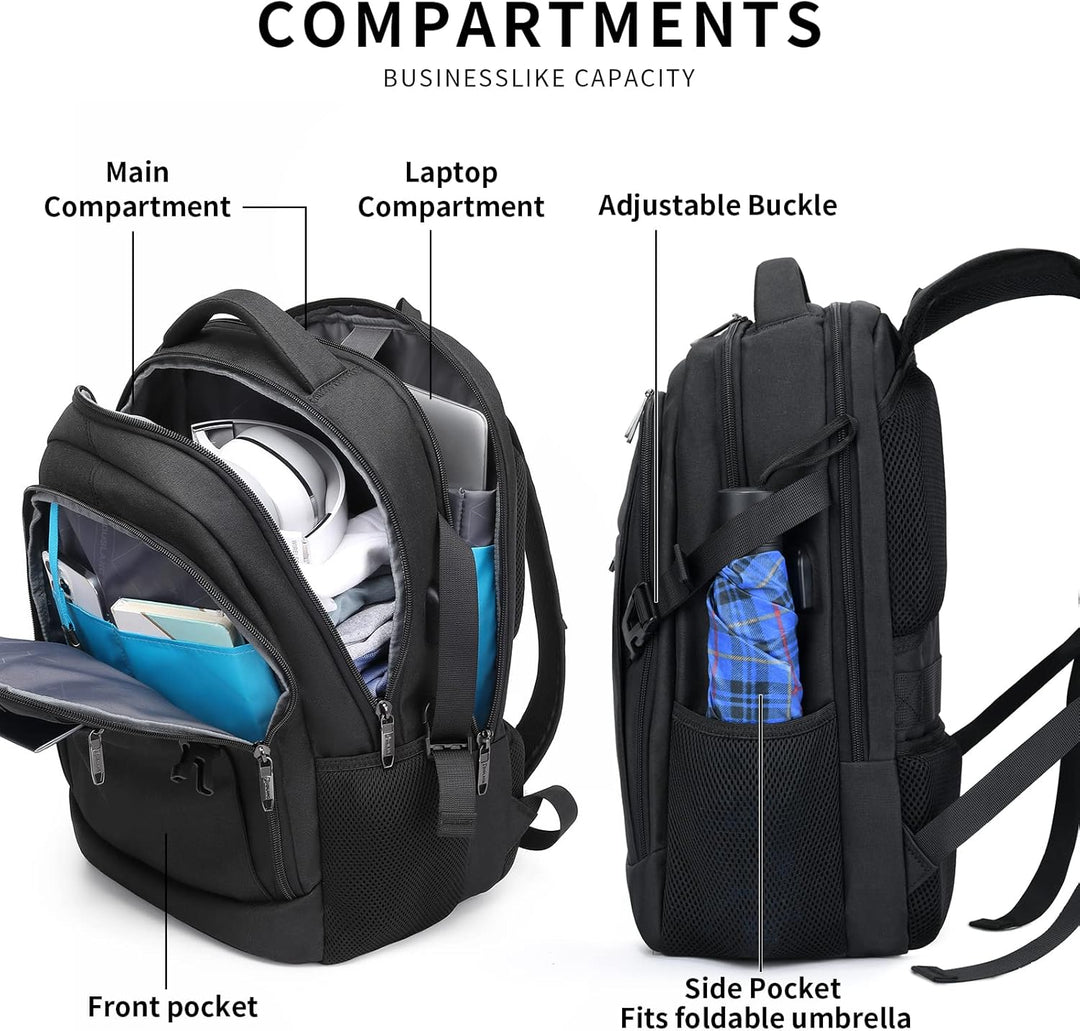 Vanntett reise laptop ryggsekk med USB-port og organisert lagring | Luvikno