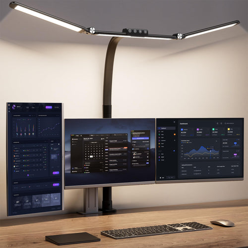 Luvikno | Store skrivebordslamper for hjemmekontor, 39,3'' arkitektskrivebordslampe med klem, 24w ultralyse LED skrivebordslampe med trinnløs dimming øye-vennlig