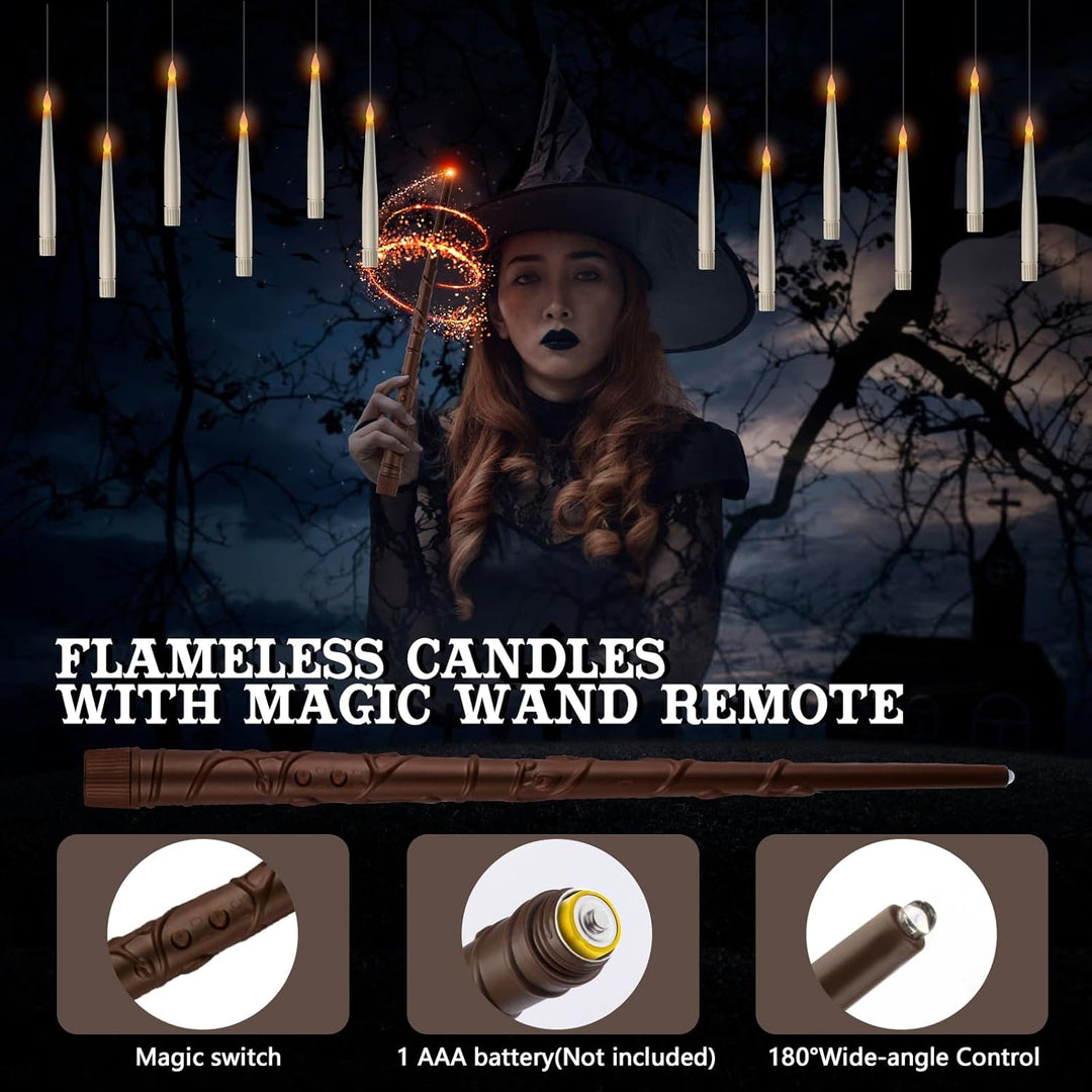 HALLOWEEN DEKORASJONSLYS - 20PCS FLYTENDE LYS MED STAVFJERNSTYRING - Luvikno
