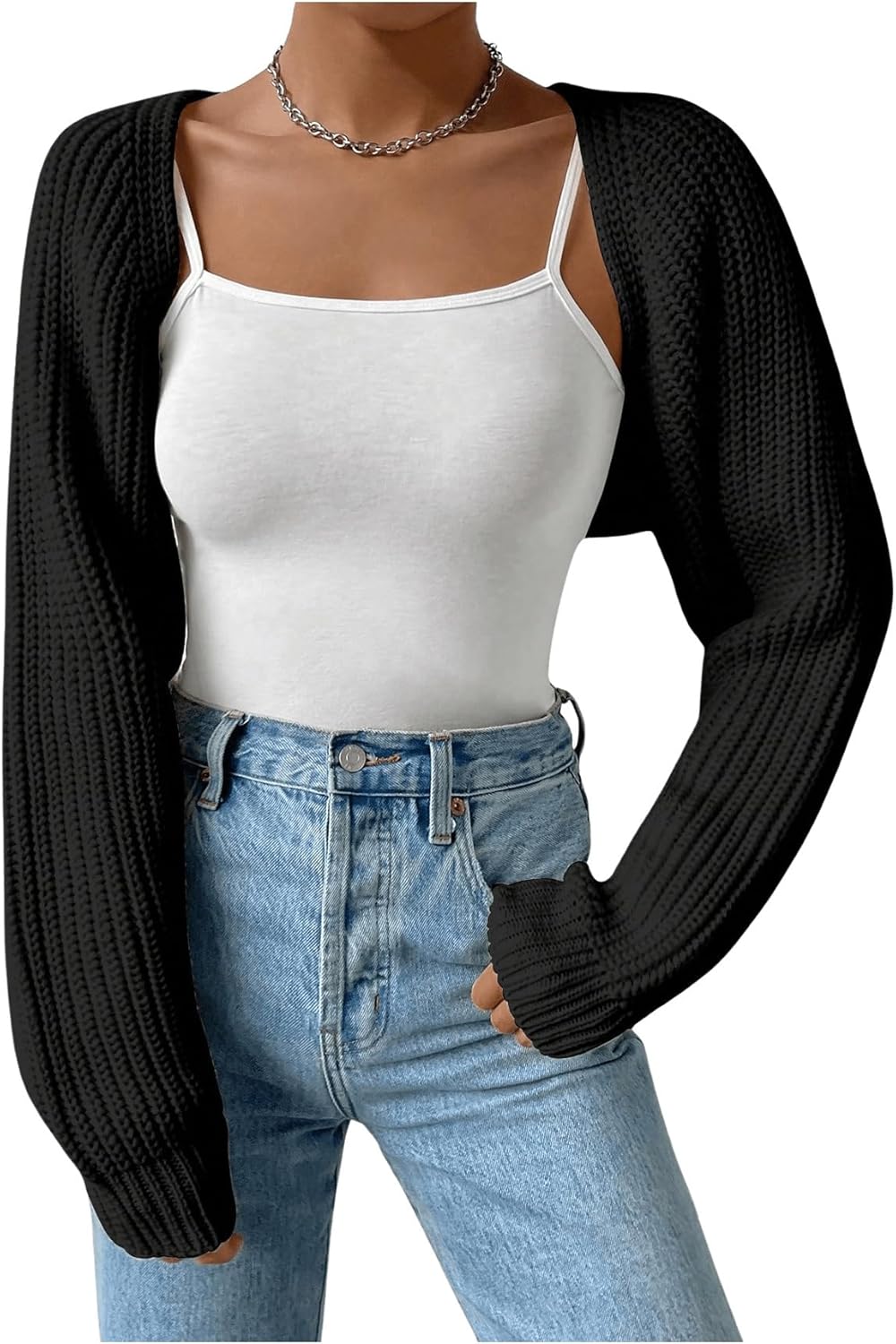 Luvik | Veste tricotée courte à manches longues