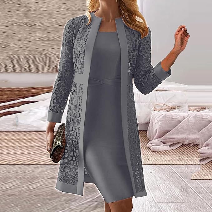 Luvik | Damen Cardigan Kjole laget av hardt, to-delt