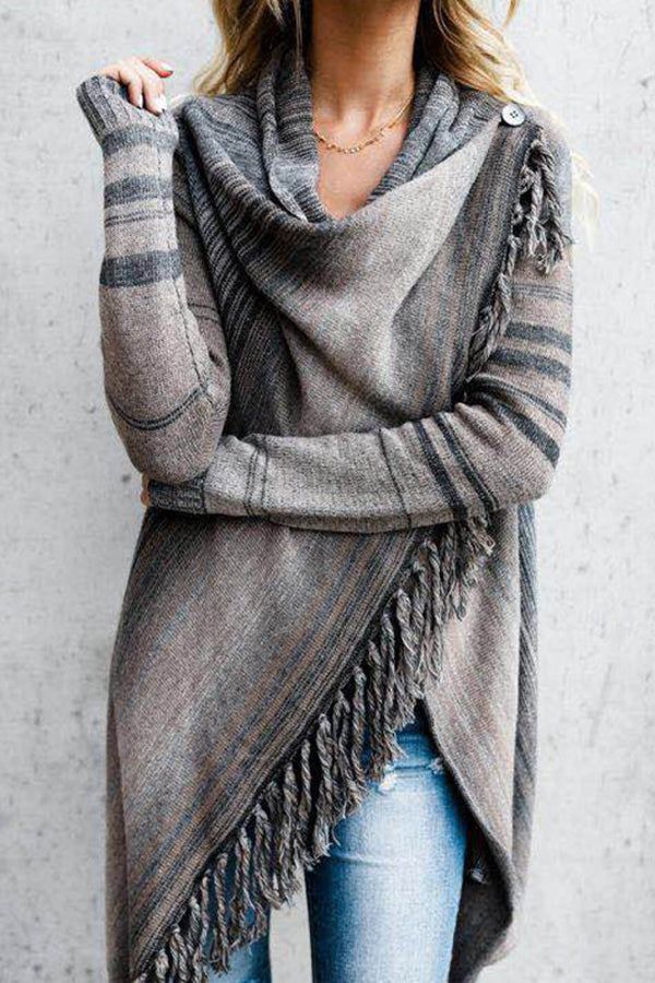 Luvik | Pituus kapea muotoinen trendikäs franssillinen raidallinen takki