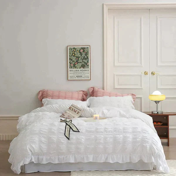 Icy Seersucker Sommer Kjøl Quilt Blonde 4-delt Sett | Luvikno