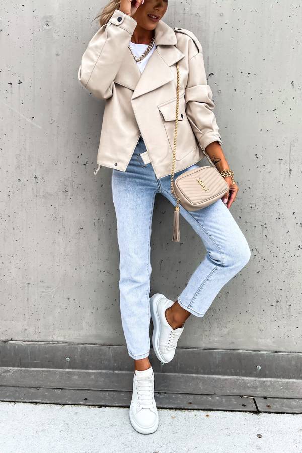 Luvik | Nahkareversi Taskut Brittiläinen Tyyli Lyhyt Takki