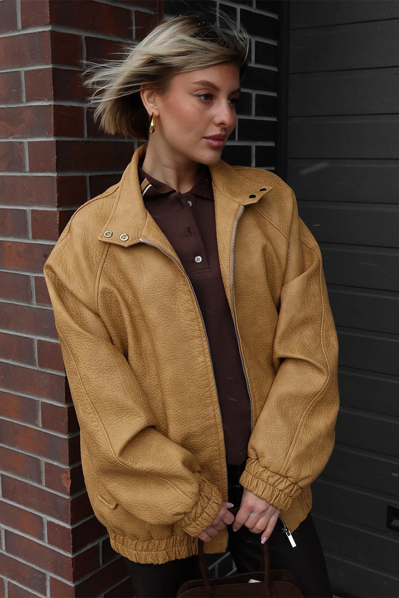 Luvik | Stand Collar PU Nahkajakku