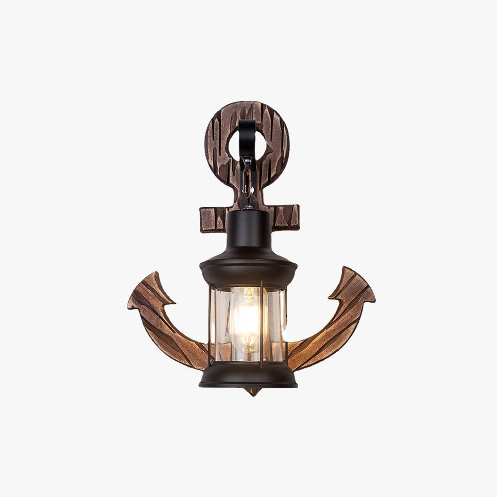 Rustikk tremarina vegglampe med lantern Luvikno