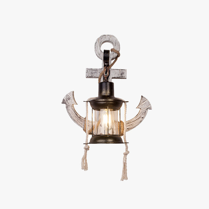 Rustikk tremarina vegglampe med lantern Luvikno