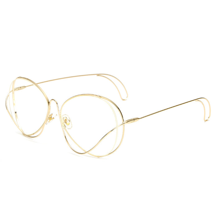 Dame moteriske halvrammebriller med filigran, minimalistisk design Luvikno