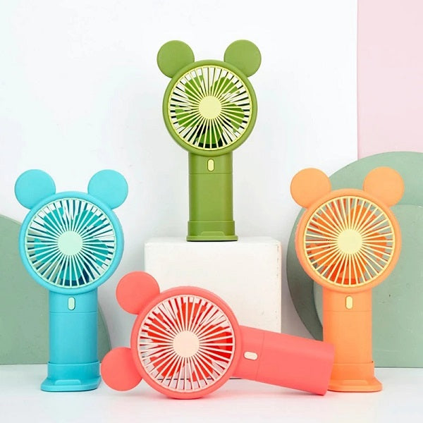 Mini Oppladbar Tegneserie Vifte Med Telefonholder Base | Luvikno