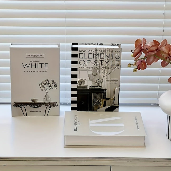 ChicDecor - Sett med 3 elegante bøker for interiørstil Luvikno