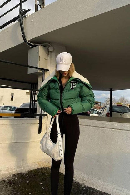 Luvik | Fleece Patchwork Tekoturkishuppari Collarin Puffer Jacket