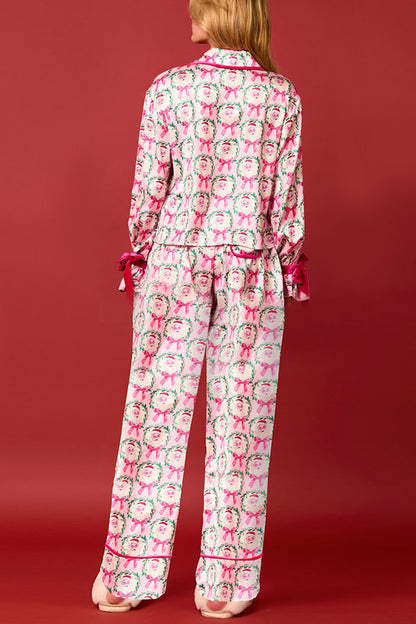 Luvik | Joulu Tulostettu Sametti Nauhoitus Pitkähihainen Pusero ja Elastinen Vyötärön Leveys Housu Setti