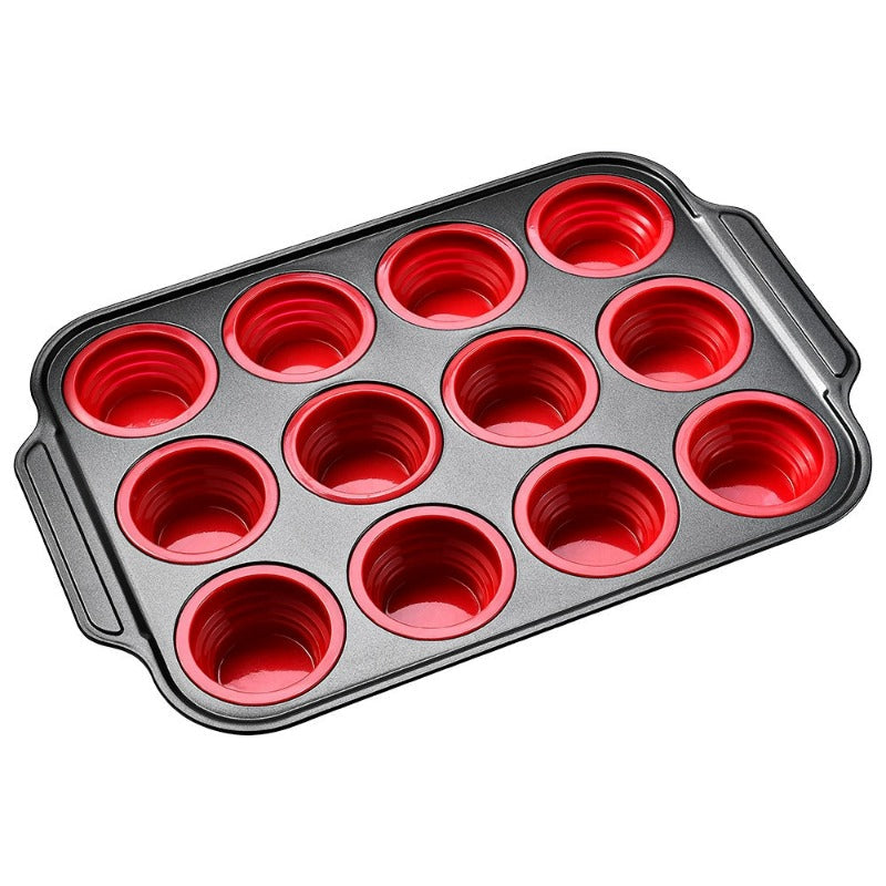 Pressemelding Silikon Muffinsform med Solid Metallramme Luvikno