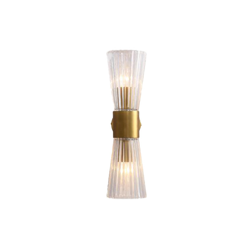 Timeglass Form Veggelys Postmoderne Klar Prismeglass 2 Hoder Messing Opp-Ned Vegglampe | Luvikno