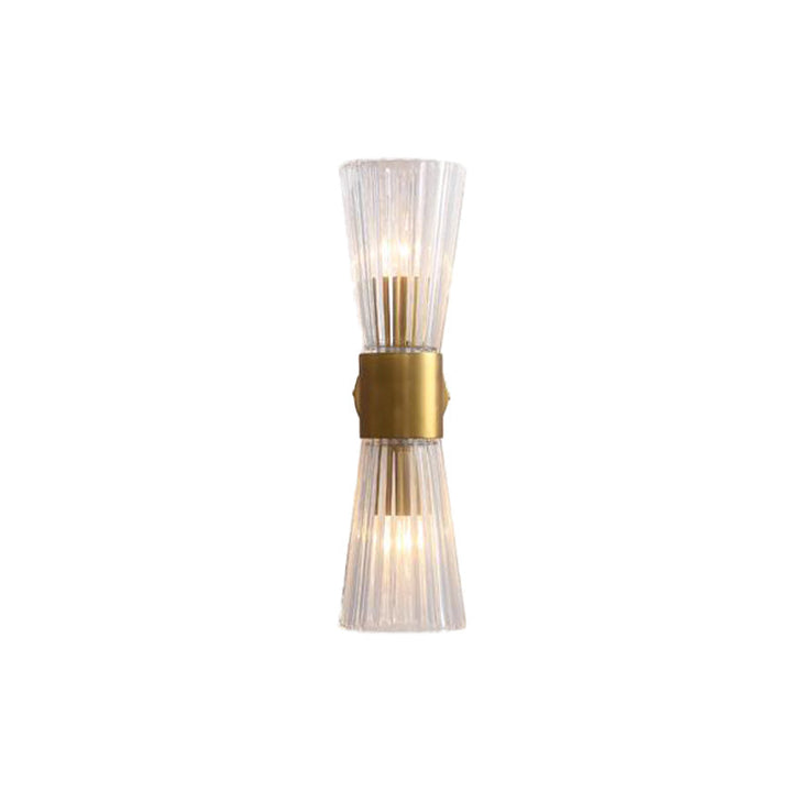 Timeglass Form Veggelys Postmoderne Klar Prismeglass 2 Hoder Messing Opp-Ned Vegglampe | Luvikno