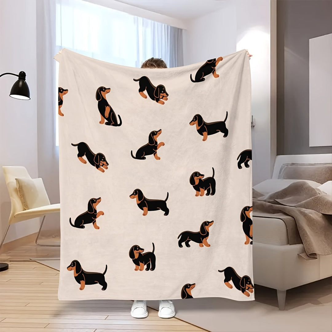 Dachshund Cozy - Myk Flanellteppe for Kjæledyr Luvikno