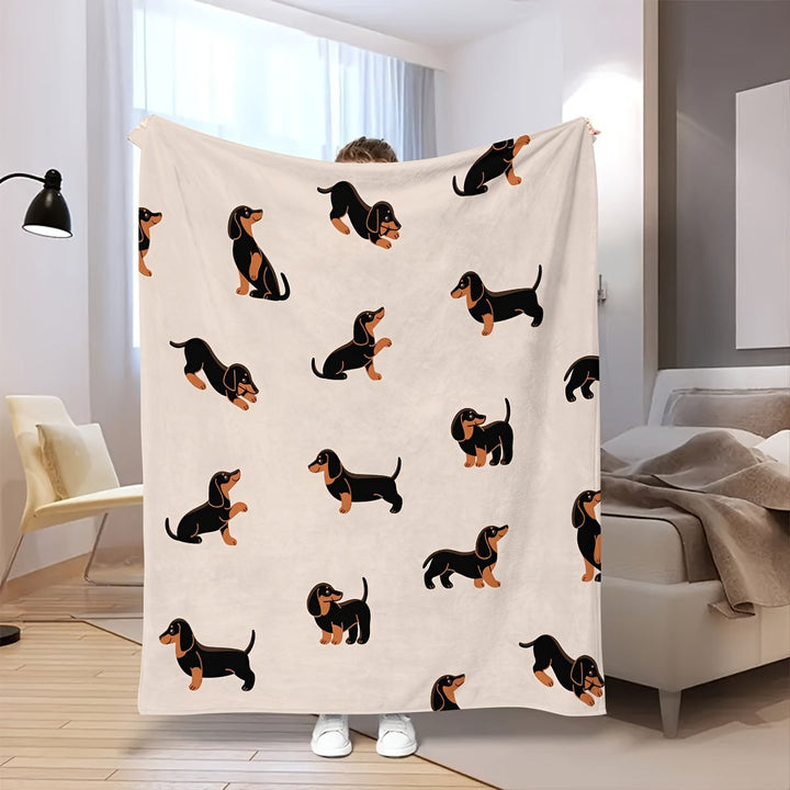 Dachshund Cozy - Myk Flanellteppe for Kjæledyr Luvikno