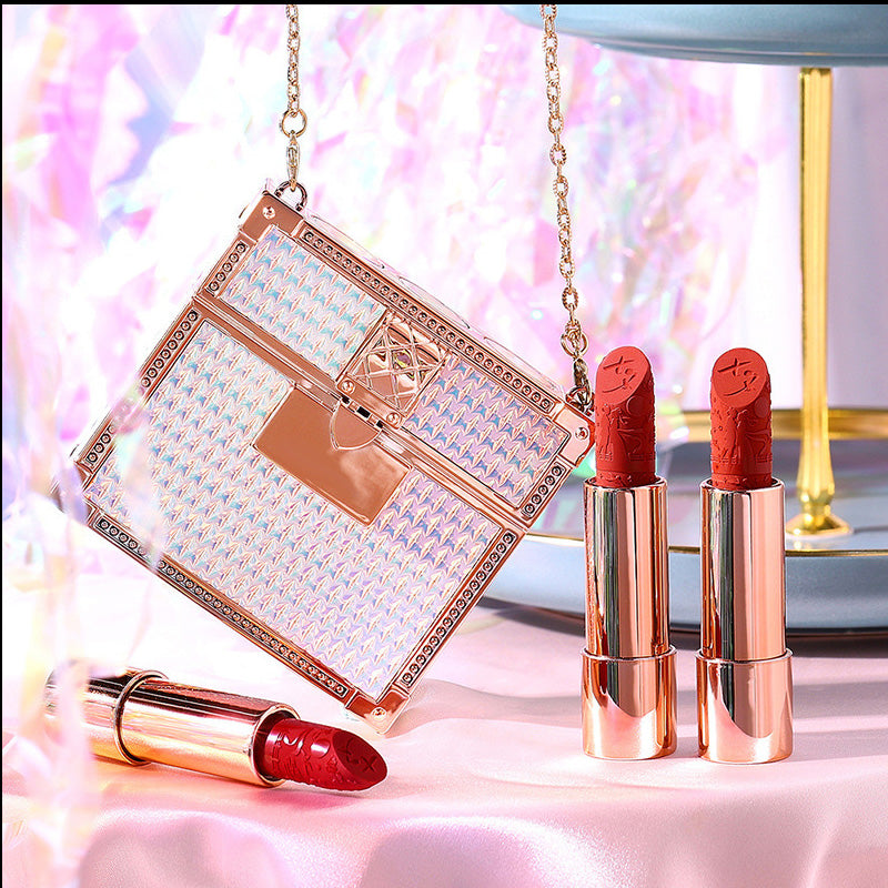 Lipstick Set Velvet Matte med Glamour Kjede Håndveske | luvikno