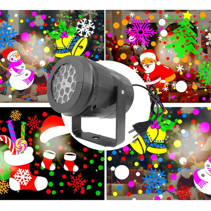 Luvikno | LED juleprojektor snøfnugg lysshow – Vanntett utendørslampe med 16 mønstre
