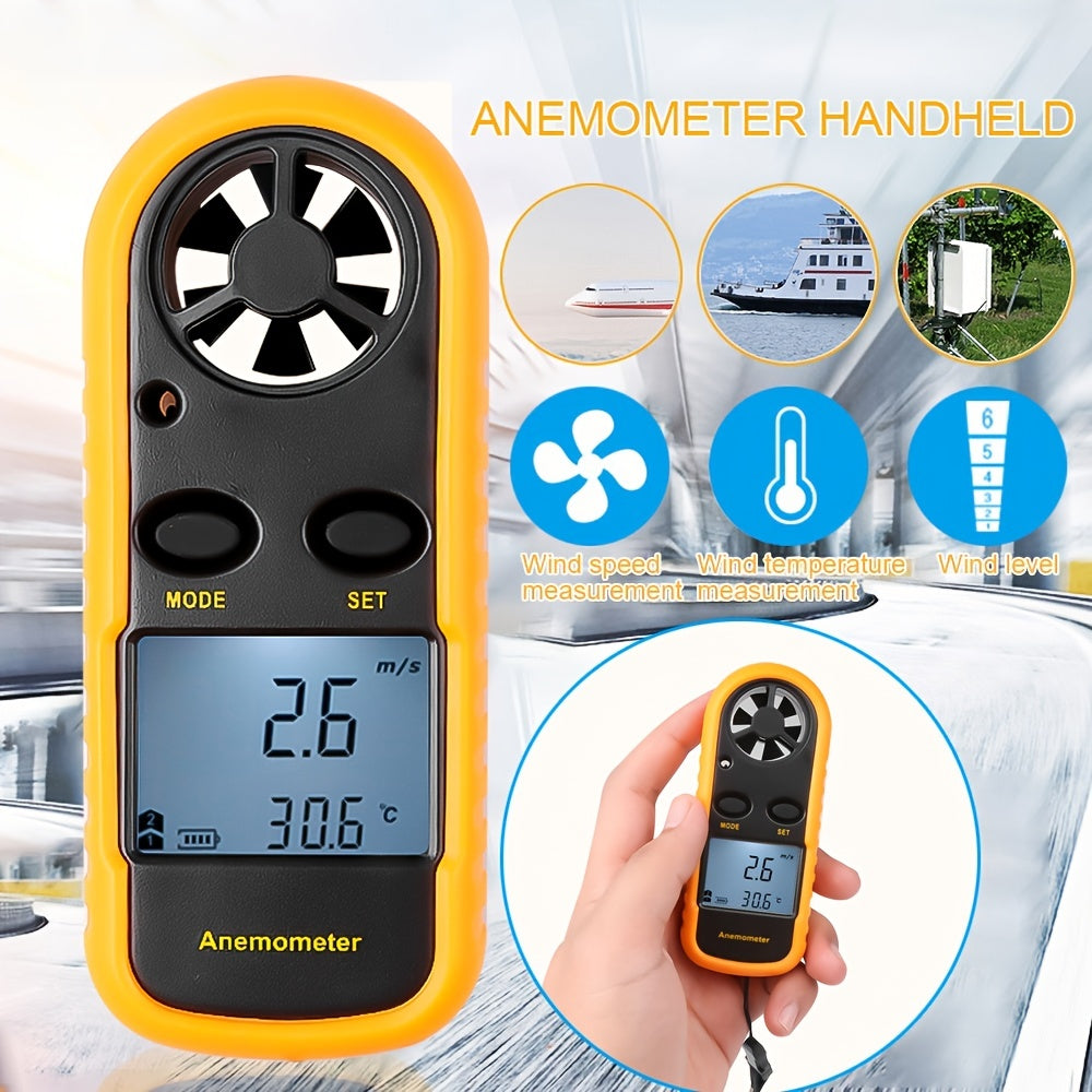 Luvikno | Digitalt anemometer med klart LCD-display – Bærbart anemometer for utendørs sport