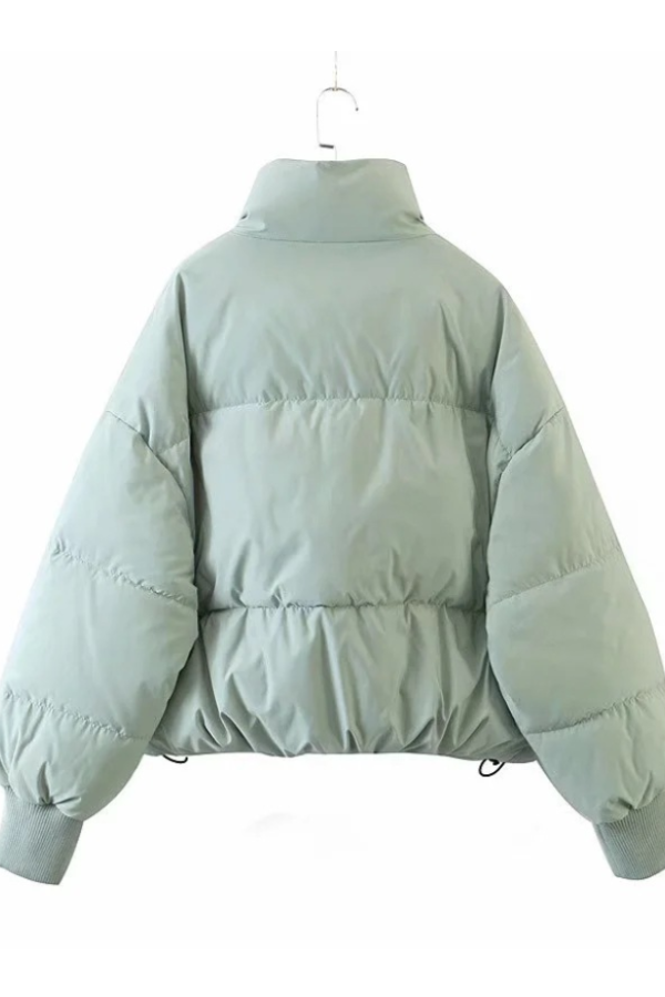 Luvik | Kauluksessa Vetoketju Tasku Paksu Lämmin Puuvillatakki