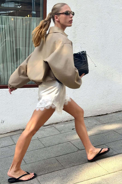 Luvik | Up Cropped Khaki Takki