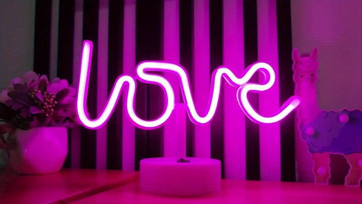 NeonLove Lampe – Belyst Neon Bordlampe for Fester Luvikno