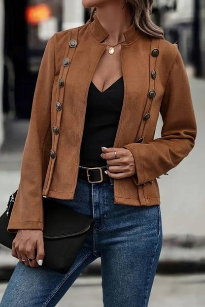 Luvik | Kauluksellinen Avoin Etu Nappi Koriste Takki