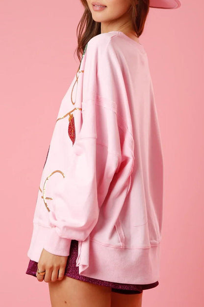 Luvik | Joulun valot Paillette Halkaisu Neulepusero