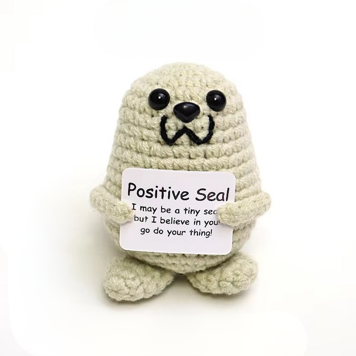 Charming Handmade Crocheted Hedgehog Doll with Positive Affirmation Card Luvikno